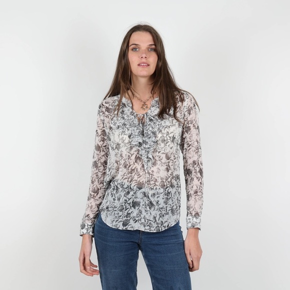 Anthropologie THE KOOPLES 70s Ruffled ditzy farmhouse Floral cottagecore blouse - Picture 1 of 9